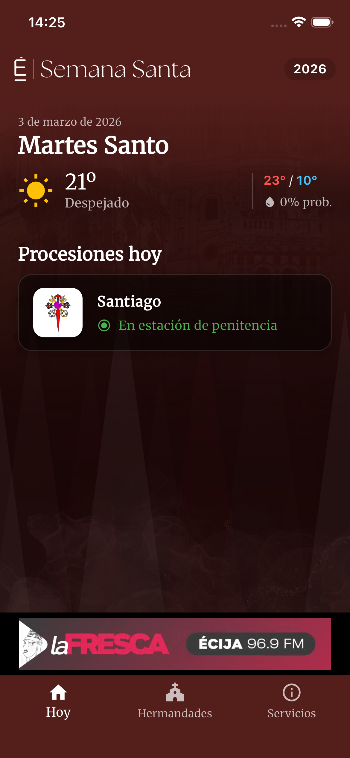 Pantalla de la App